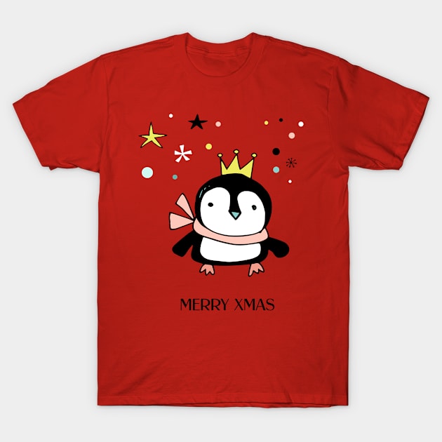 Xmas Doodle - Penguin T-Shirt by SpilloDesign